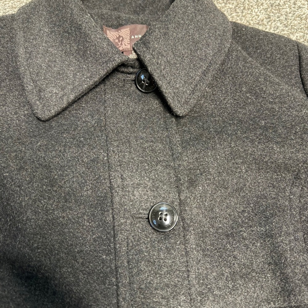 Anne Klein Womens Wool Cashmere Blend Single Breasted Coat Charcoal Grey Large - Picture 5 of 14